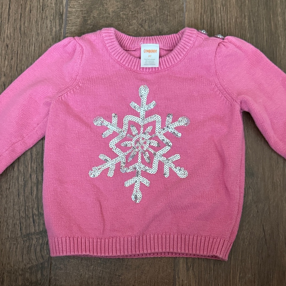 Gymboree Pink Knit Sweater with Snowflake
